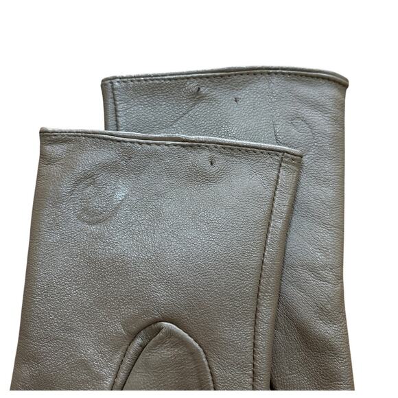 Taupe tan ladies leather gloves sz M classic mid century formal style fur lined - Picture 5 of 7